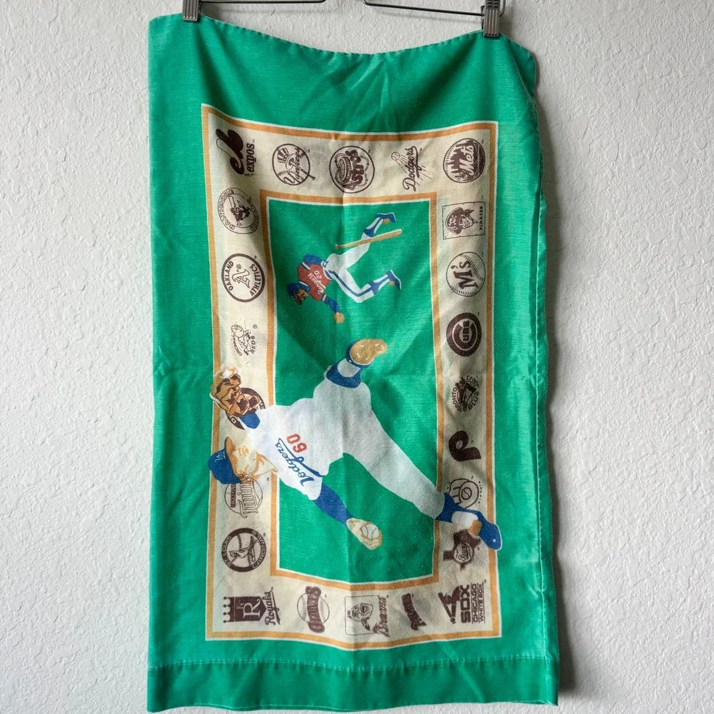 Vintage MLB Baseball Green Twin Fitted/Flat Sheet and Pillowcase Set USA